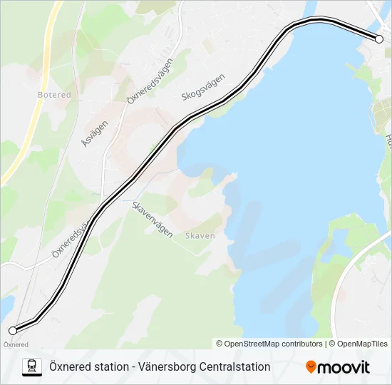 ÖXNERED STATION - VÄNERSBORG CENTRALSTATION  Line Map