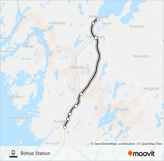 VÄNERSBORG CENTRALSTATION - GÖTEBORG CENTRALSTATION  Line Map