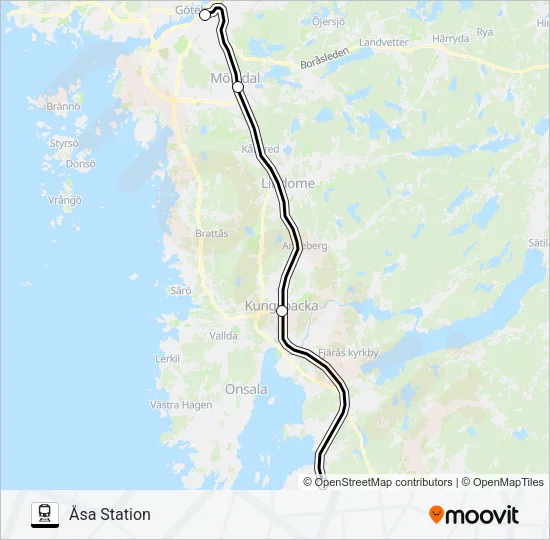 GÖTEBORG CENTRALSTATION - VARBERG STATION Train Line Map