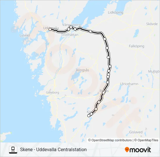 VÄSTTÅGEN Train Line Map