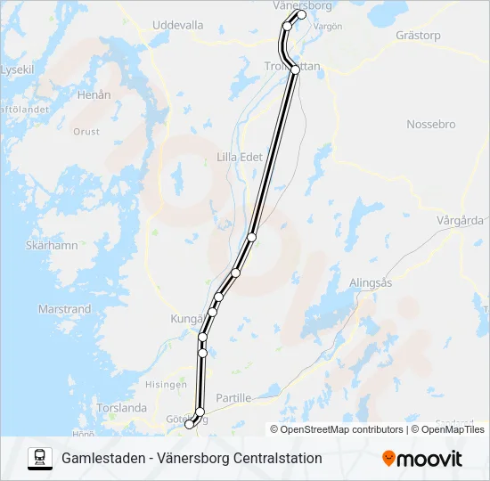 VÄSTTÅGEN Train Line Map