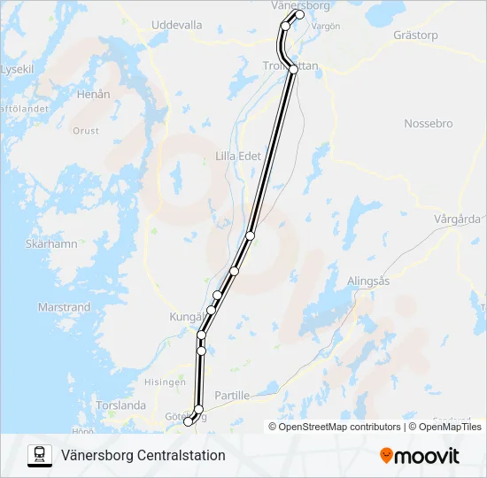 VÄSTTÅGEN Train Line Map