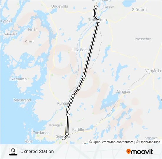 VÄSTTÅGEN Train Line Map