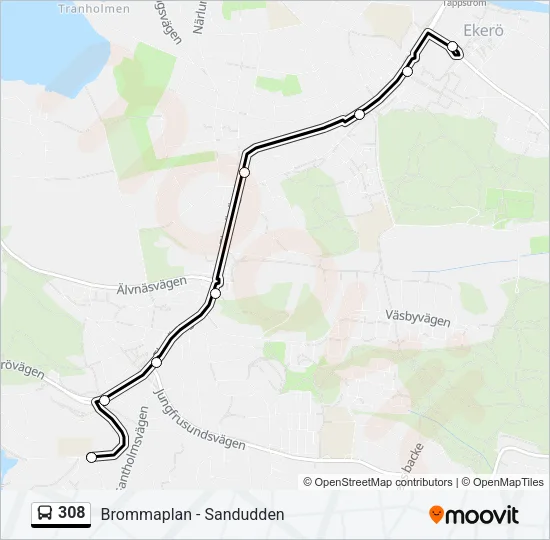 308 Bus Line Map