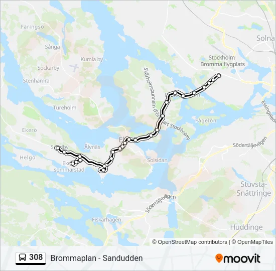 308 Bus Line Map