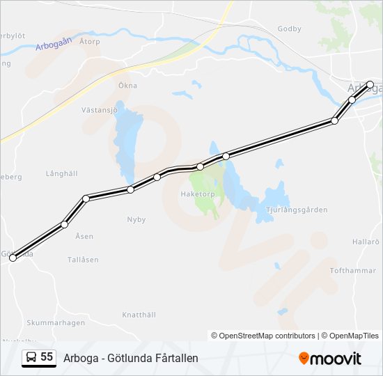 55 bus Line Map