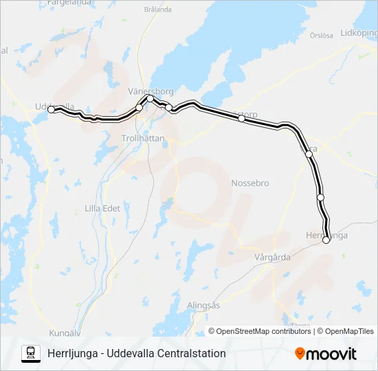 VÄSTTÅGEN Train Line Map