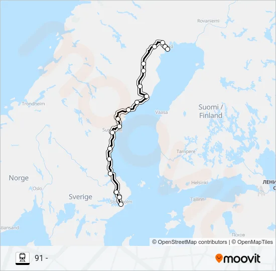 LULEÅ CENTRAL - STOCKHOLM CENTRAL Train Line Map