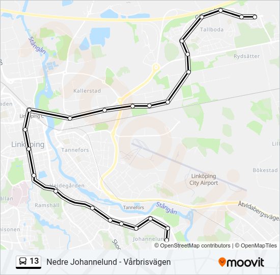 13 Route: Schedules, Stops & Maps - Nedre Johannelund (Updated)