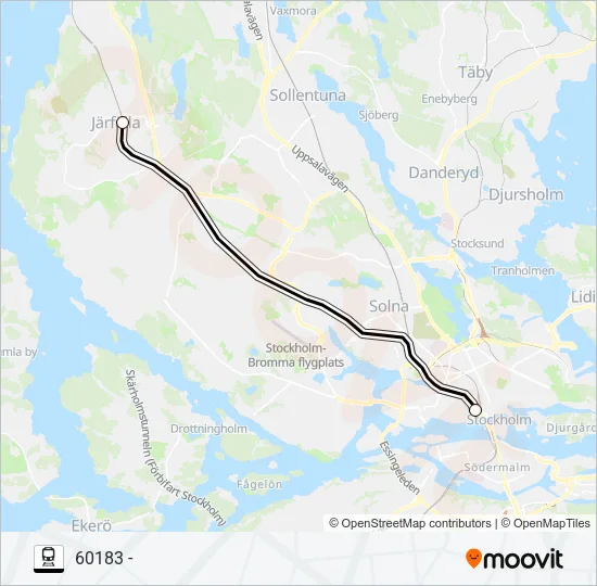 ALINGSÅS STATION - GÖTEBORG NILS ERICSONTERMINAL Train Line Map