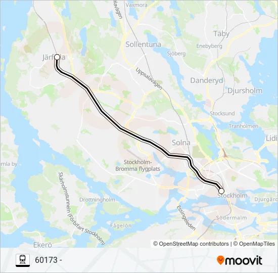 ALINGSÅS STATION - GÖTEBORG NILS ERICSONTERMINAL Train Line Map