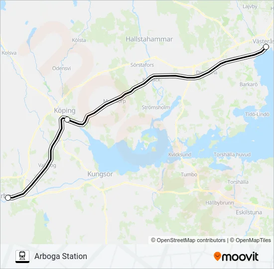 VÄSTERÅS CENTRALSTATION - ARBOGA STATION  Line Map