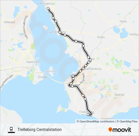 RAMLÖSA STATION - TRELLEBORG CENTRALSTATION Train Line Map