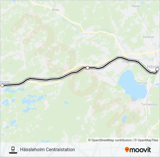 PERSTORP STATION - HÄSSLEHOLM CENTRALSTATION Train Line Map