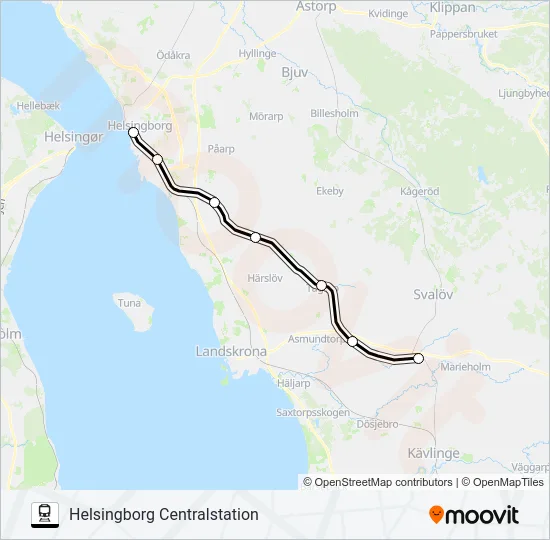 TECKOMATORP STATION - HELSINGBORG CENTRALSTATION Train Line Map