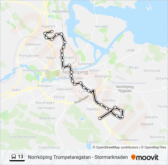 13 Bus Line Map