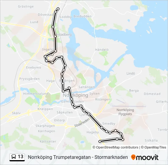13 Bus Line Map