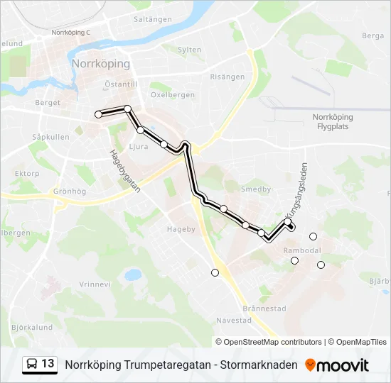 13 Bus Line Map