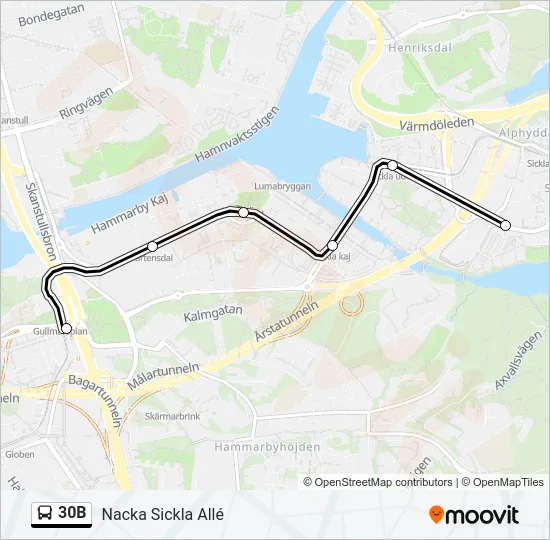 30B Bus Line Map