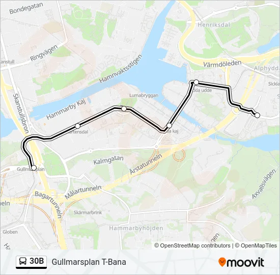 30B Bus Line Map