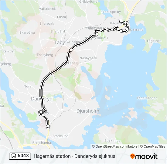 604X Bus Line Map