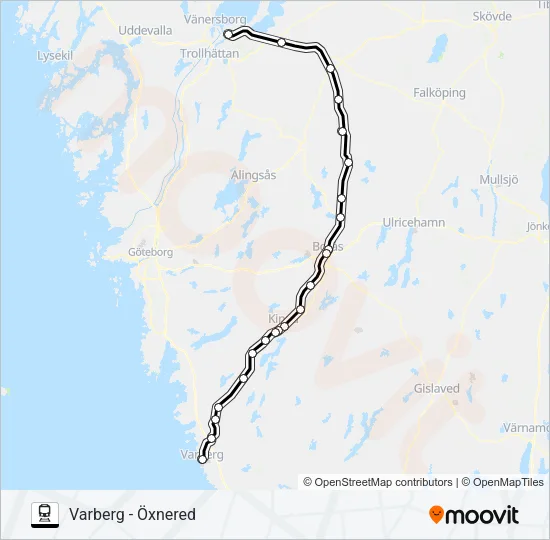 VÄSTTÅGEN Train Line Map