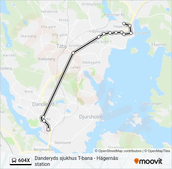604X Bus Line Map