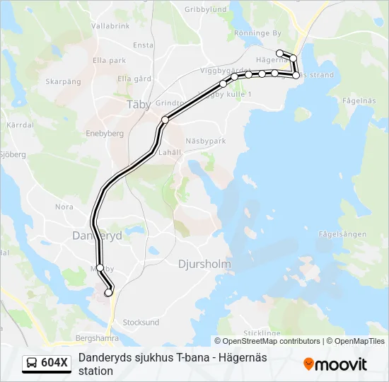 604X Bus Line Map