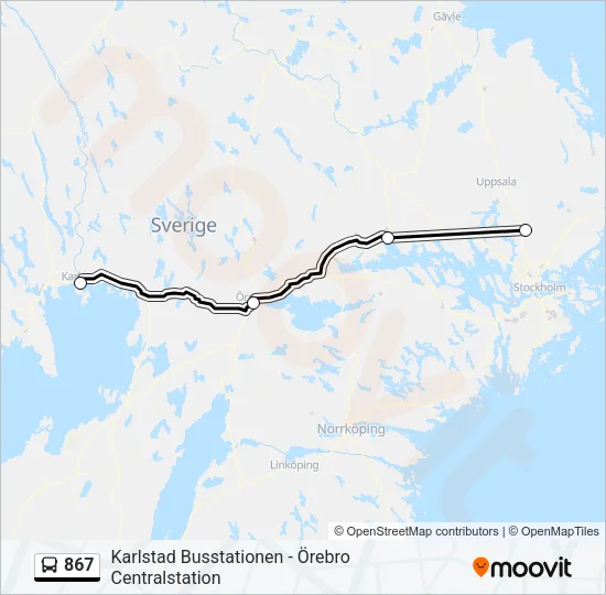 867 Bus Line Map