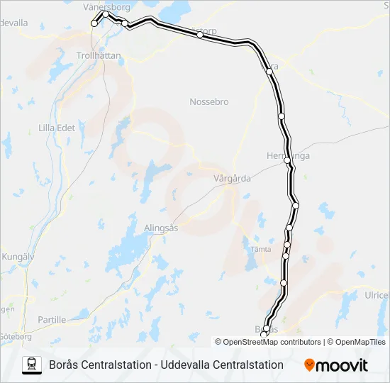 VÄSTTÅGEN Train Line Map