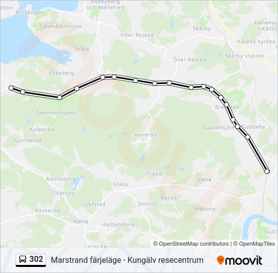 Map 302 Zip 302 Rutt: Tidtabeller, Hållplatser & Kartor - Tjuvkil Tjuvkilsboden ...