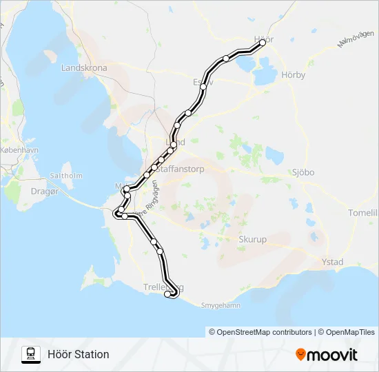 TRELLEBORG CENTRALSTATION - HÖÖR STATION Train Line Map