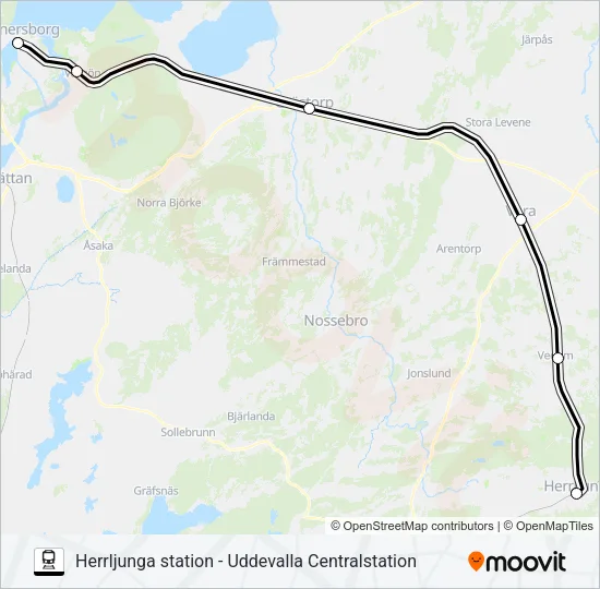 HERRLJUNGA STATION - UDDEVALLA CENTRALSTATION  Line Map