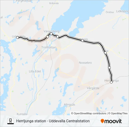 HERRLJUNGA STATION - UDDEVALLA CENTRALSTATION  Line Map