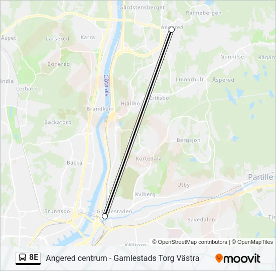 8E Bus Line Map