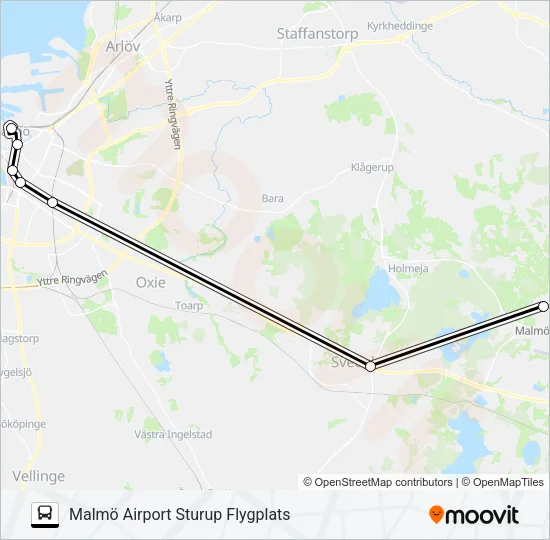 Malmö Airport Sturup Flygplats  Line Map