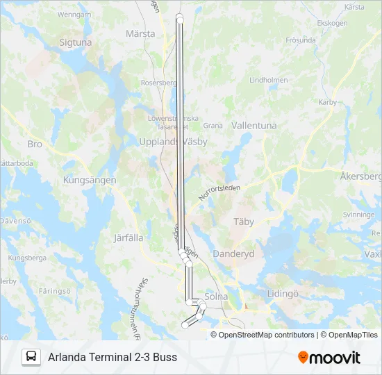 Arlanda terminal 4 buss - Brommaplan T-bana Bus Line Map