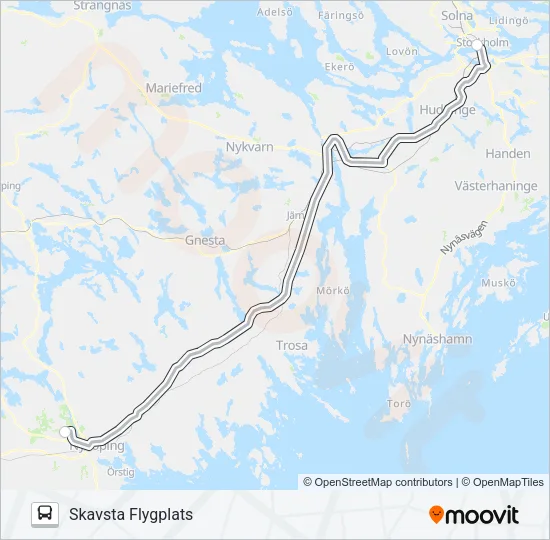 Skavsta Flygplats Bus Line Map