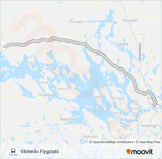 Västerås Flygplats Bus Line Map
