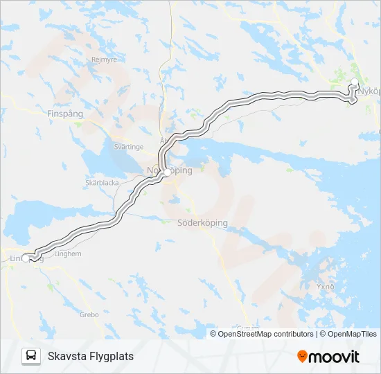Skavsta Flygplats Bus Line Map
