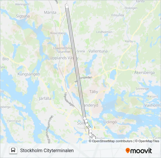 Arlanda terminal 4 buss - Stockholm Cityterminalen Bus Line Map