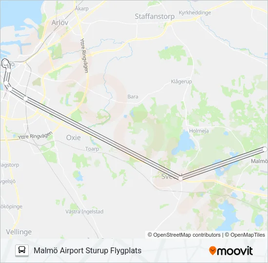 Malmö Airport Sturup Flygplats Bus Line Map