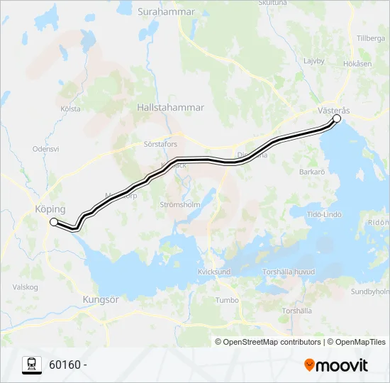KÖPING STATION - VÄSTERÅS CENTRAL Train Line Map
