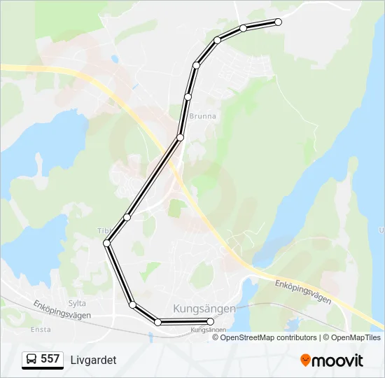 557 Bus Line Map