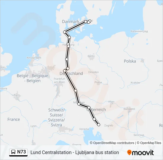 N73 Bus Line Map