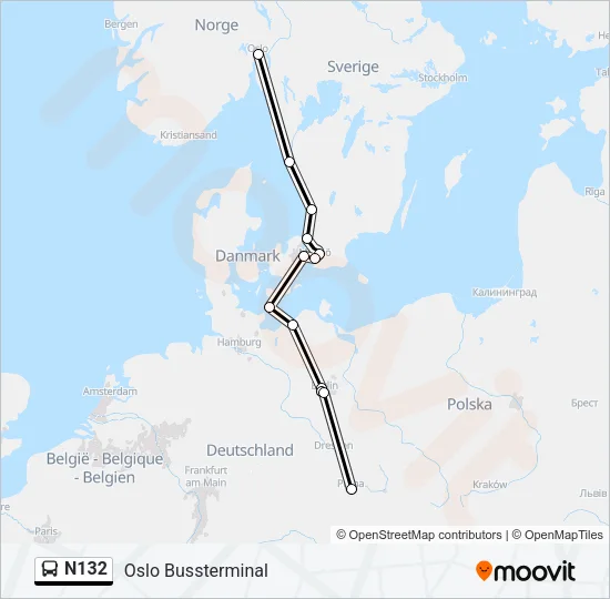 N132 Bus Line Map