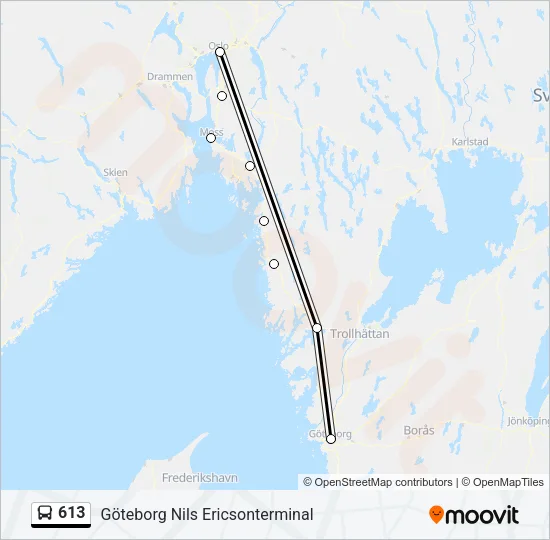 613 Bus Line Map