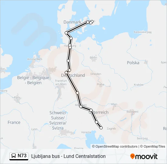 N73 Bus Line Map