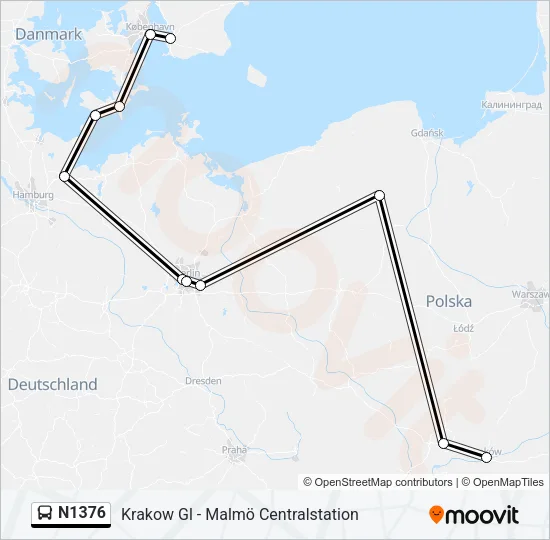 N1376 Bus Line Map