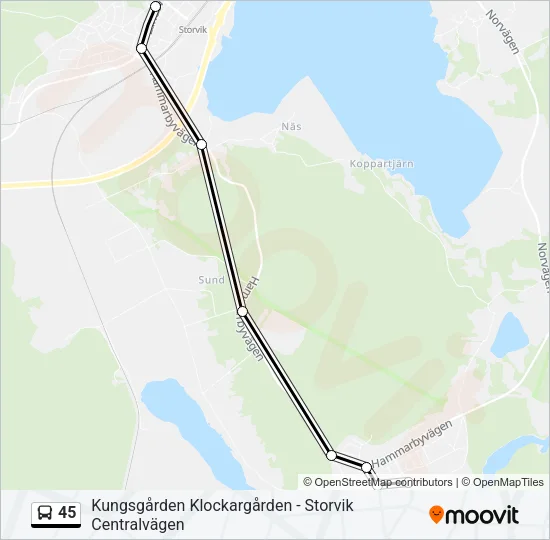 45 Bus Line Map